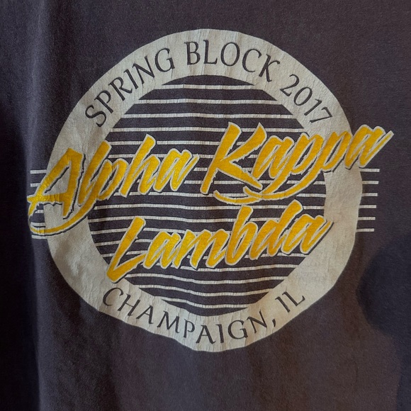 Purple Alpha Kappa Lamba x Phi Mu Spring Block Pocket Comfort Colors Tee Size L - Picture 6 of 6